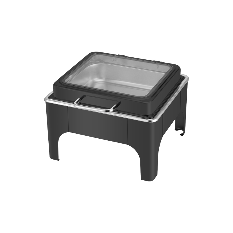 6L  Balck Square Stainless Steel Stand-mounted Electric Chafing Dish