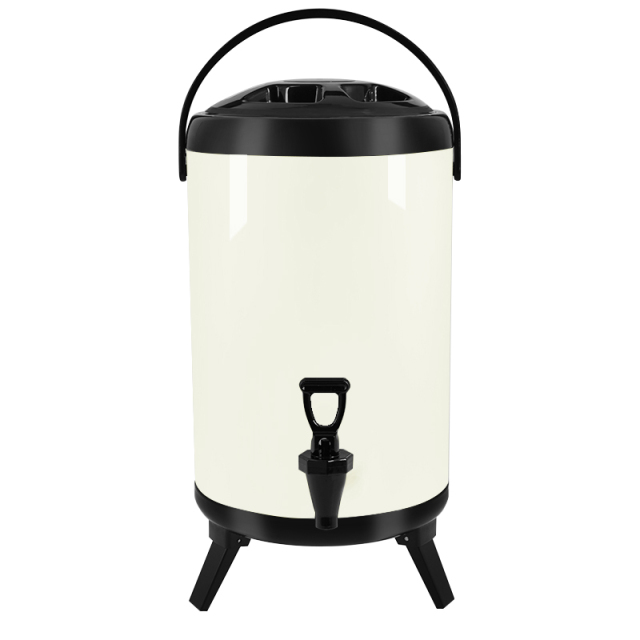 8-12 Liter White Foldable Stainless Steel Milk Tea Bucket with Legs