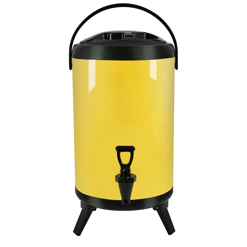 8-12 Liter Yellow  Foldable Stainless Steel Milk Tea Bucket with Legs