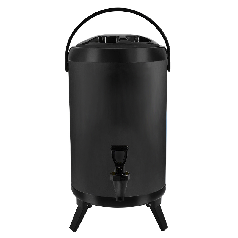 8-12 Liter Black Foldable Stainless Steel Milk Tea Bucket with Legs
