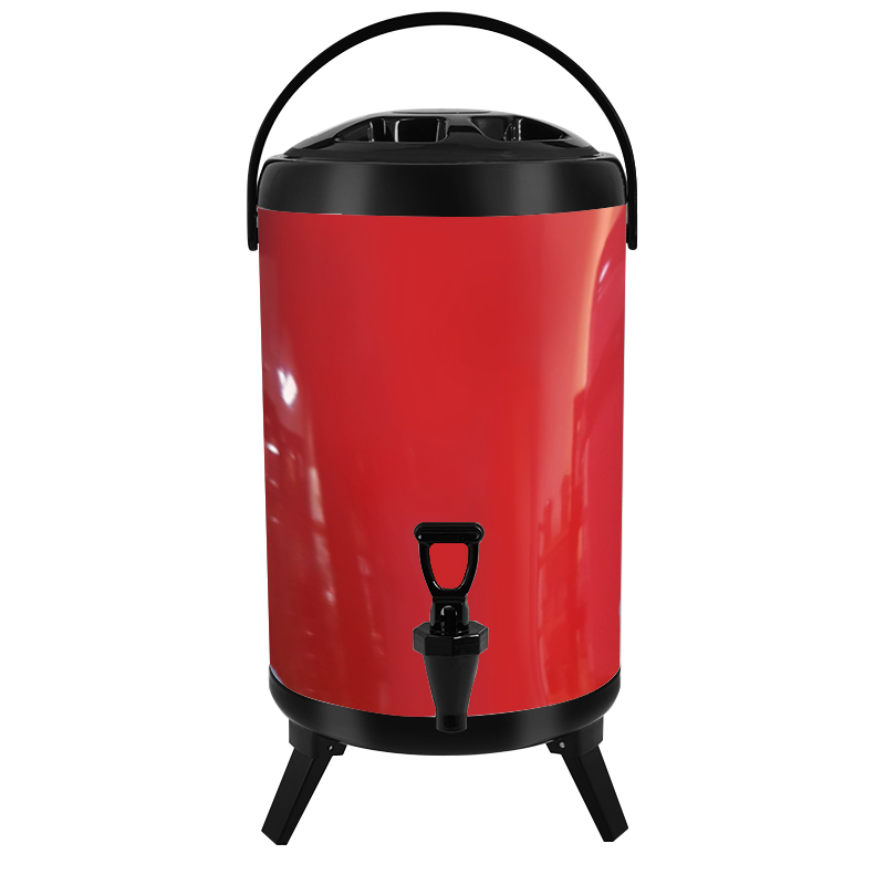 8-12 Liter Red Foldable Stainless Steel Milk Tea Bucket with Legs
