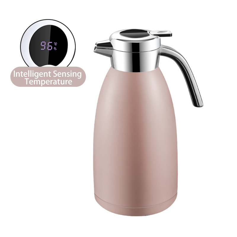 Pink Vacuum Kettle with Temperature Display Lid