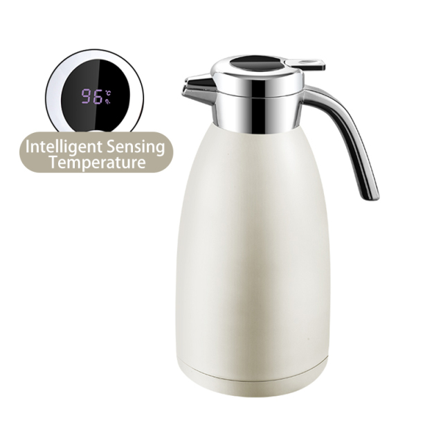 White Vacuum Kettle with Temperature Display Lid