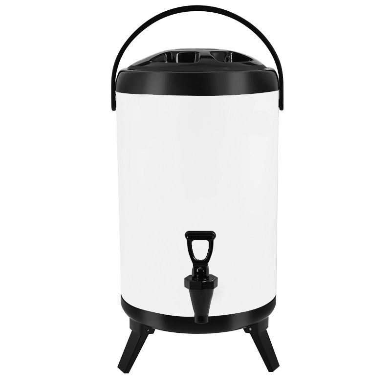 8-12 Liter White Frosted Stainless Steel High-Foot Milk Tea Bucket