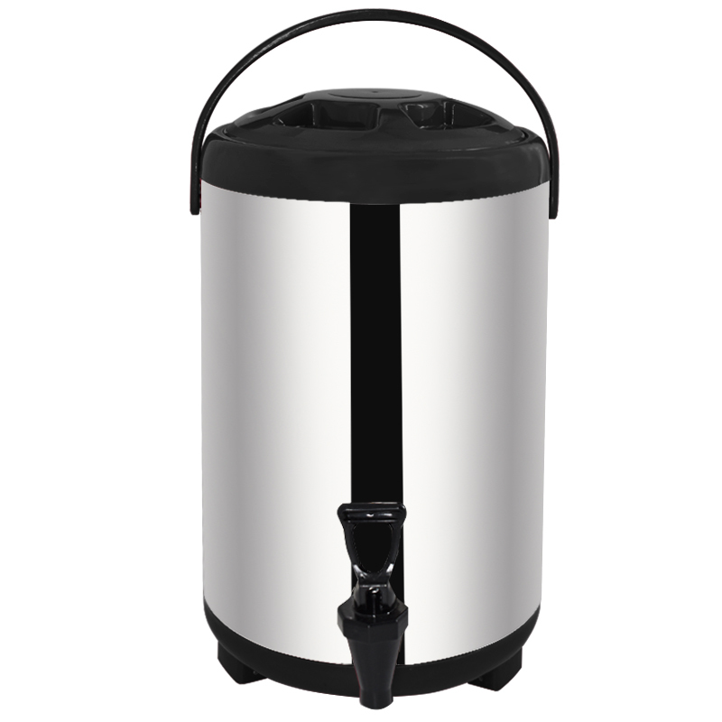 Black  Double Wall Bubble Tea Warmer Thermos Steel Barrel