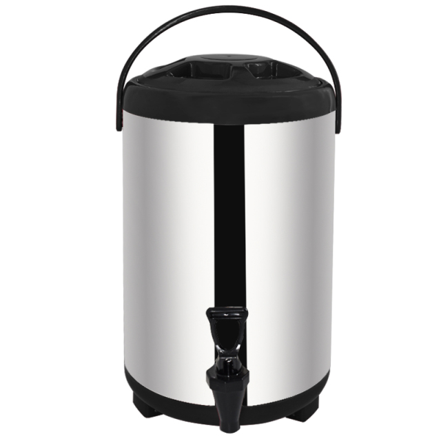 Black  Double Wall Bubble Tea Warmer Thermos Steel Barrel