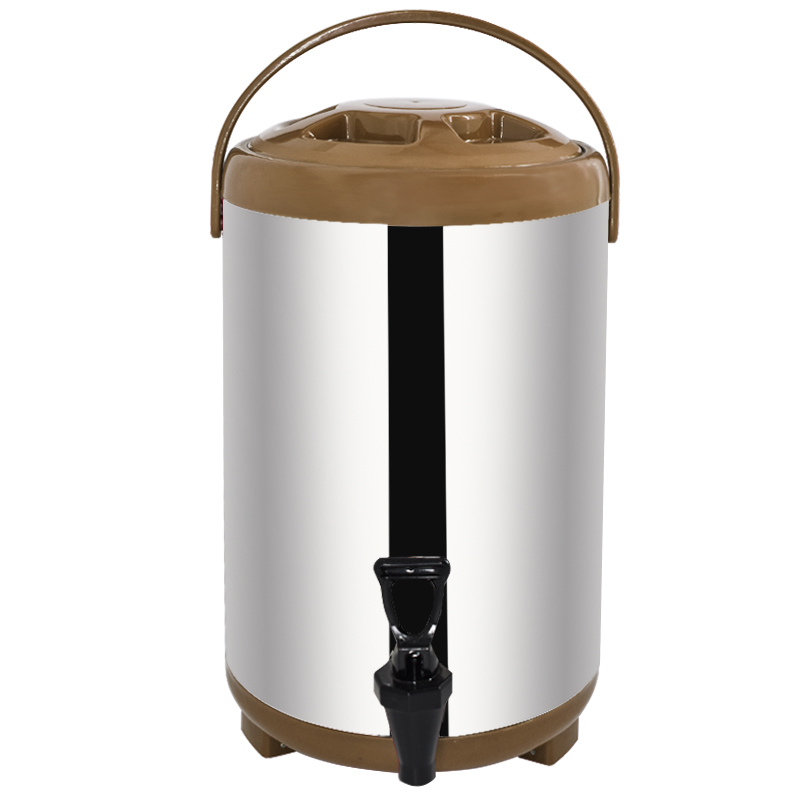 Brown Double Wall Bubble Tea Warmer Thermos Steel Barrel