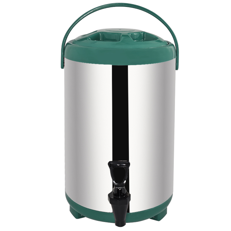 Green Double Wall Bubble Tea Warmer Thermos Steel Barrel