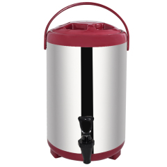 Red Double Wall Bubble Tea Warmer Thermos Steel Barrel