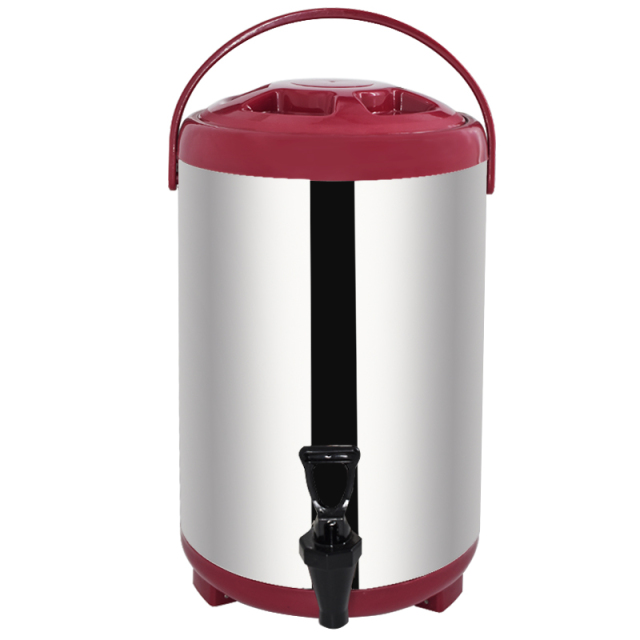 Red Double Wall Bubble Tea Warmer Thermos Steel Barrel