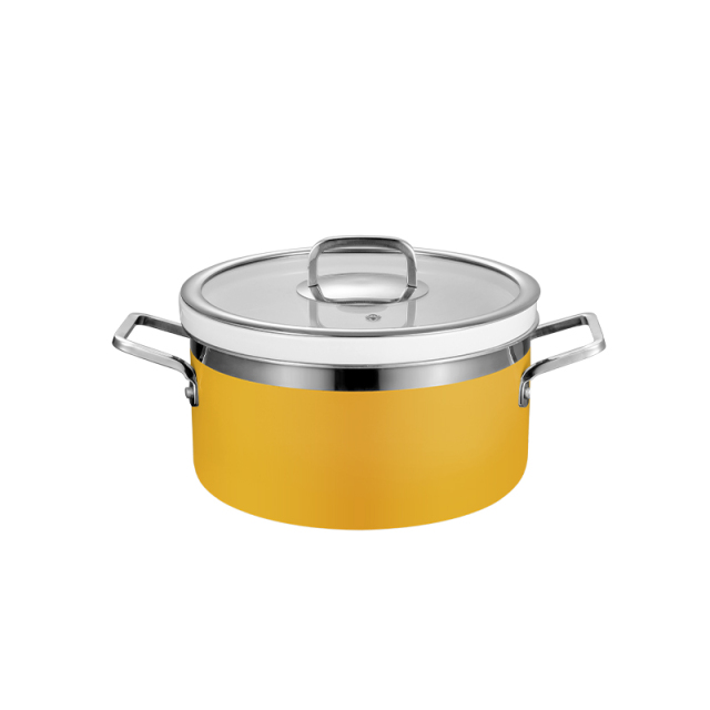 20cm  Yellow  Three-layer steel Chafing Dishes
