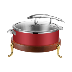 32cm Red  Fish-Shaped Handle Three-Layer Steel Chafing Dish