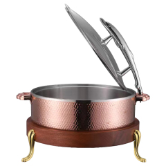 32cm Rose Gold  Fish-Shaped Handle Three-Layer Steel Chafing Dish