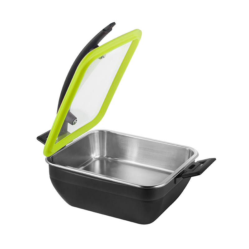 Square Chafer Pot With Silica gel glass lid Wooden handle 5.2L | Color Options