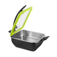 Square Chafer Pot With Silica gel glass lid Wooden handle 5.2L | Color Options