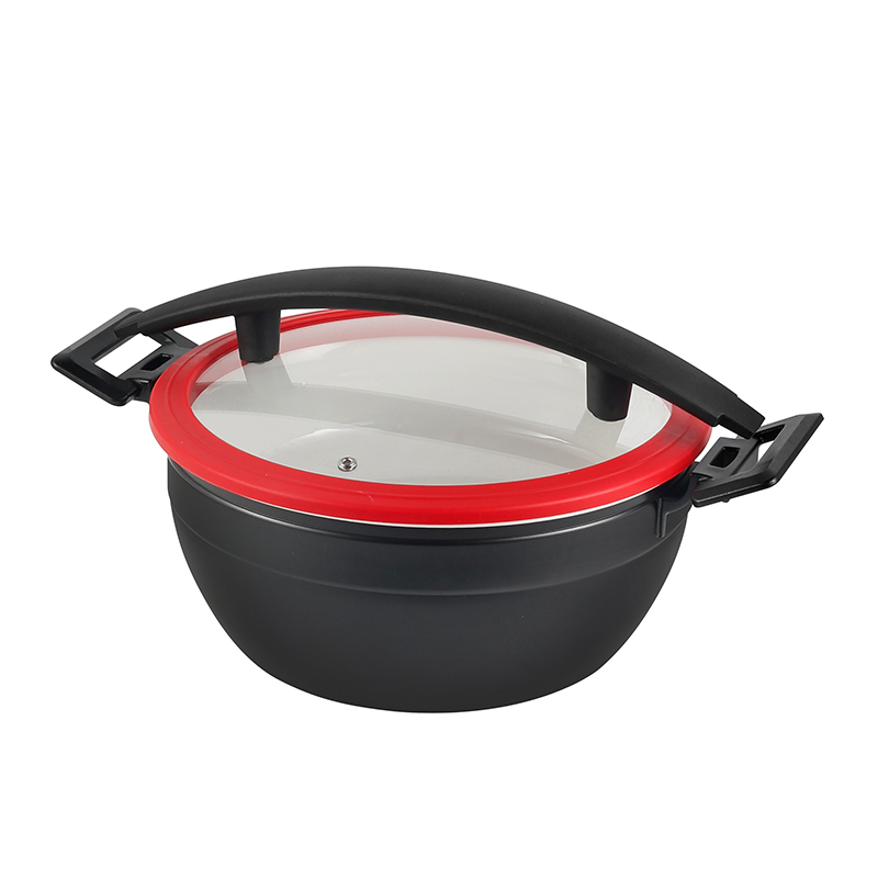 Round Chafer Pot With Silica gel glass lid Wooden handle 5.2L | Color Options