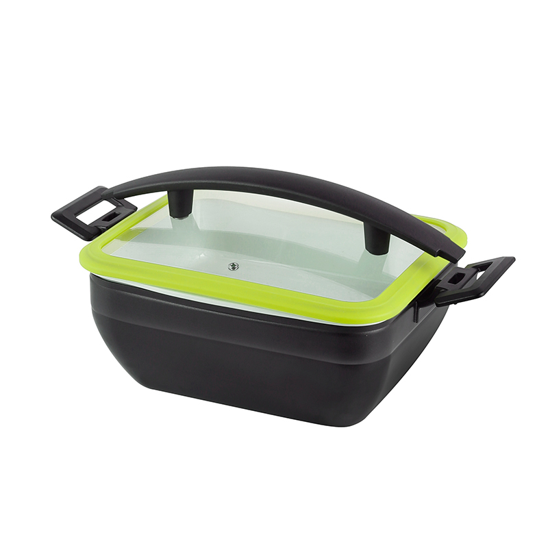 Square Chafer Pot With Silica gel glass lid Wooden handle 5.2L | Color Options