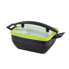Square Chafer Pot With Silica gel glass lid Wooden handle 5.2L | Color Options