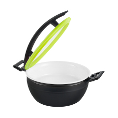 Round Chafer Pot With Green  Silica gel glass lid Wooden  handle 5.2L