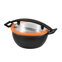 Round Chafer Pot With Silica gel glass lid Wooden handle 5.2L | Color Options