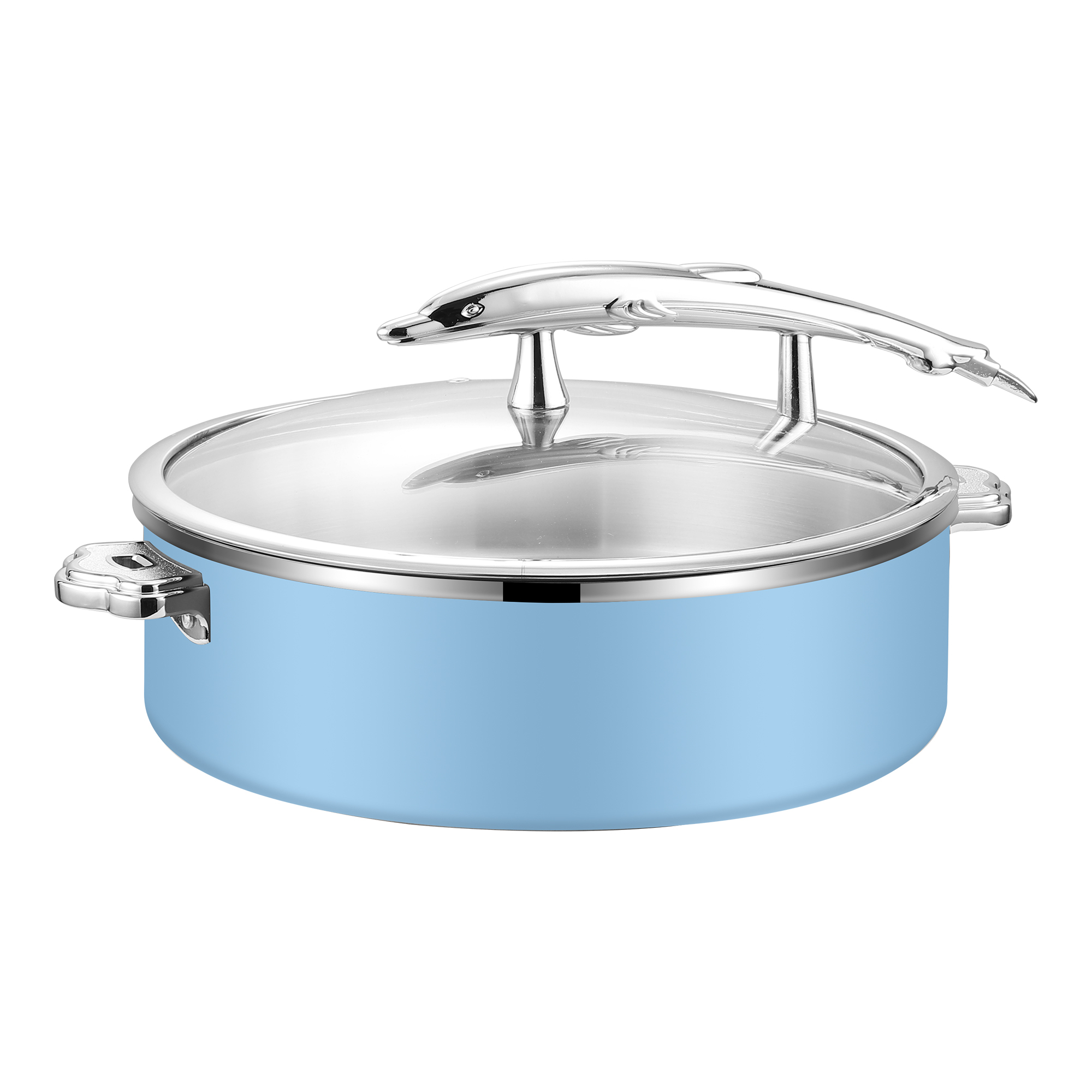 32cm Blue Fish-Shaped Handle Three-Layer Steel Chafing Dish