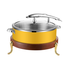 32cm Yellow  Fish-Shaped Handle Three-Layer Steel Chafing Dish