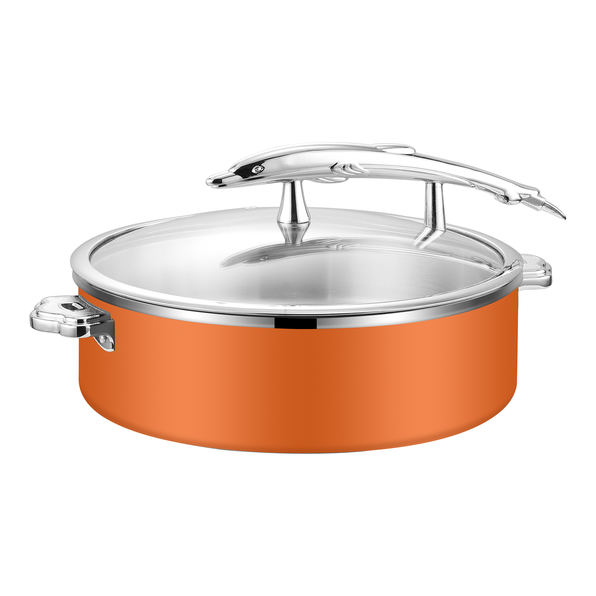 32cm Orange  Fish-Shaped Handle Three-Layer Steel Chafing Dish