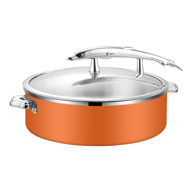 32cm Orange  Fish-Shaped Handle Three-Layer Steel Chafing Dish