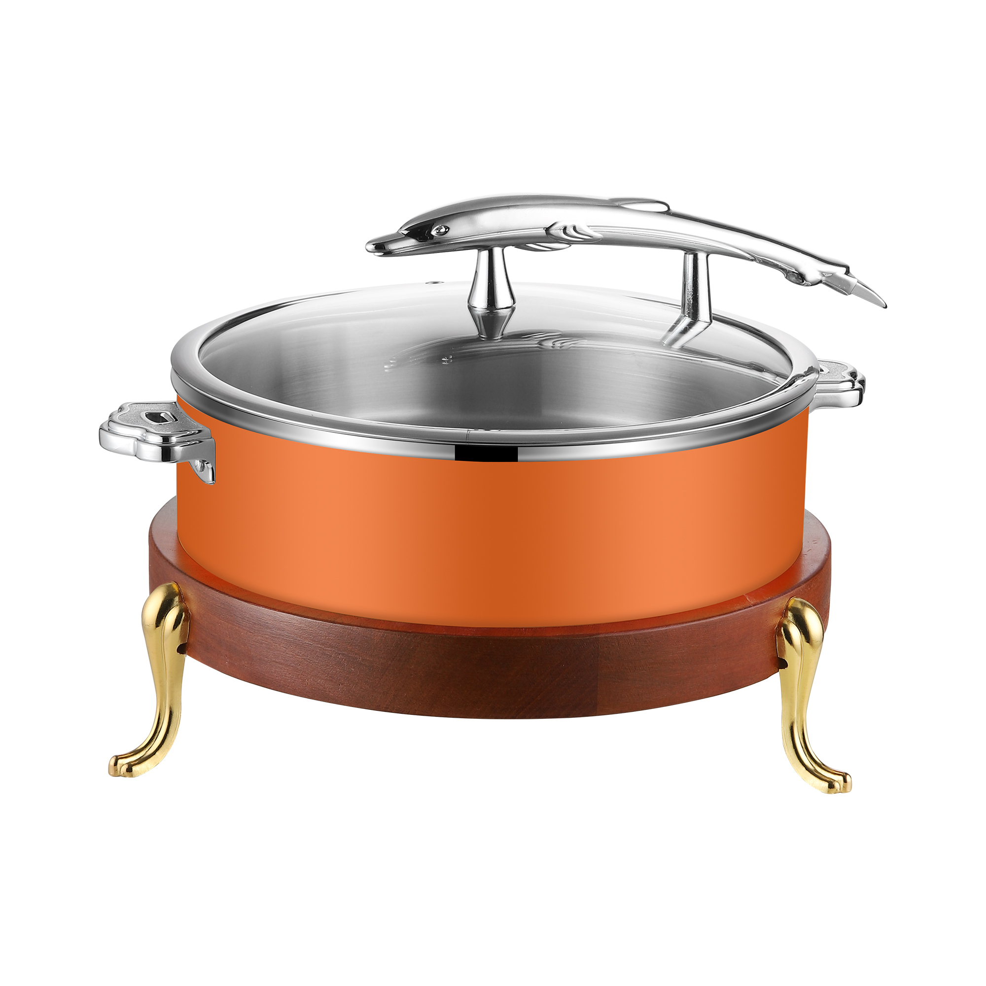 32cm Orange  Fish-Shaped Handle Three-Layer Steel Chafing Dish