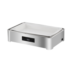 Silver Rectagle Stainless Steel Low-Foot CNC Electric Chafing Dish