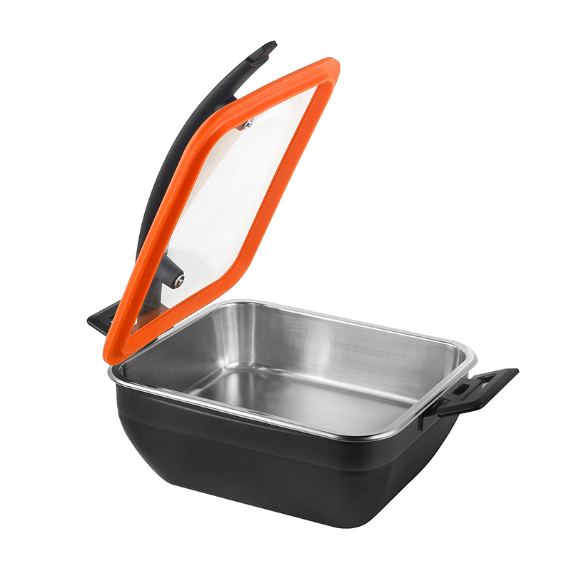Square Chafer Pot With Silica gel glass lid Wooden handle 5.2L | Color Options