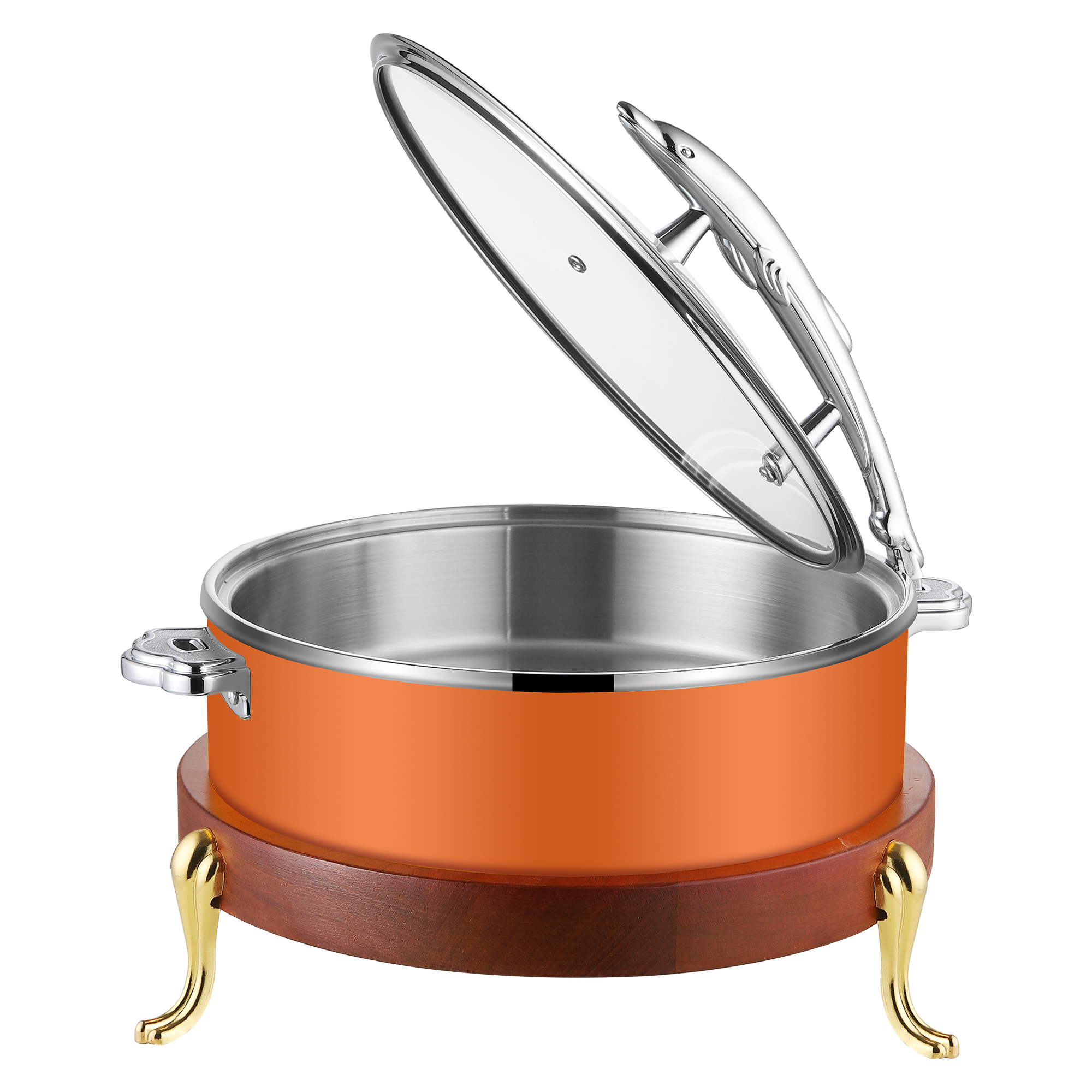32cm Orange  Fish-Shaped Handle Three-Layer Steel Chafing Dish