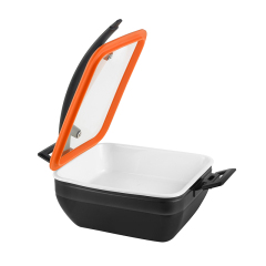 Square Chafer Pot With Silica gel glass lid Wooden handle 5.2L | Color Options