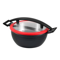 Round Chafer Pot With Silica gel glass lid Wooden handle 5.2L | Color Options