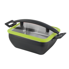 Square Chafer Pot With Silica gel glass lid Wooden handle 5.2L | Color Options