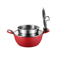 Red Three-layer steel soup pot 3L