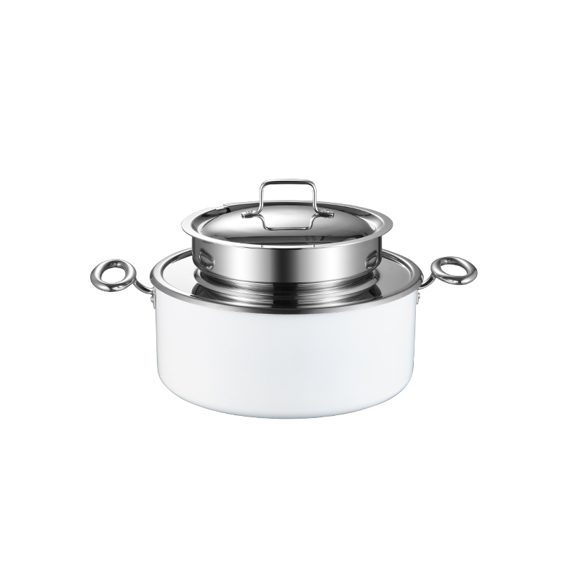 White Three-layer steel soup pot  3L