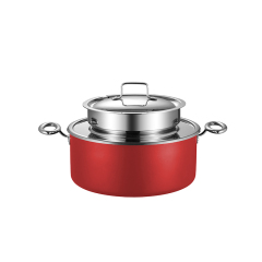 Red Three-layer steel soup pot  3L