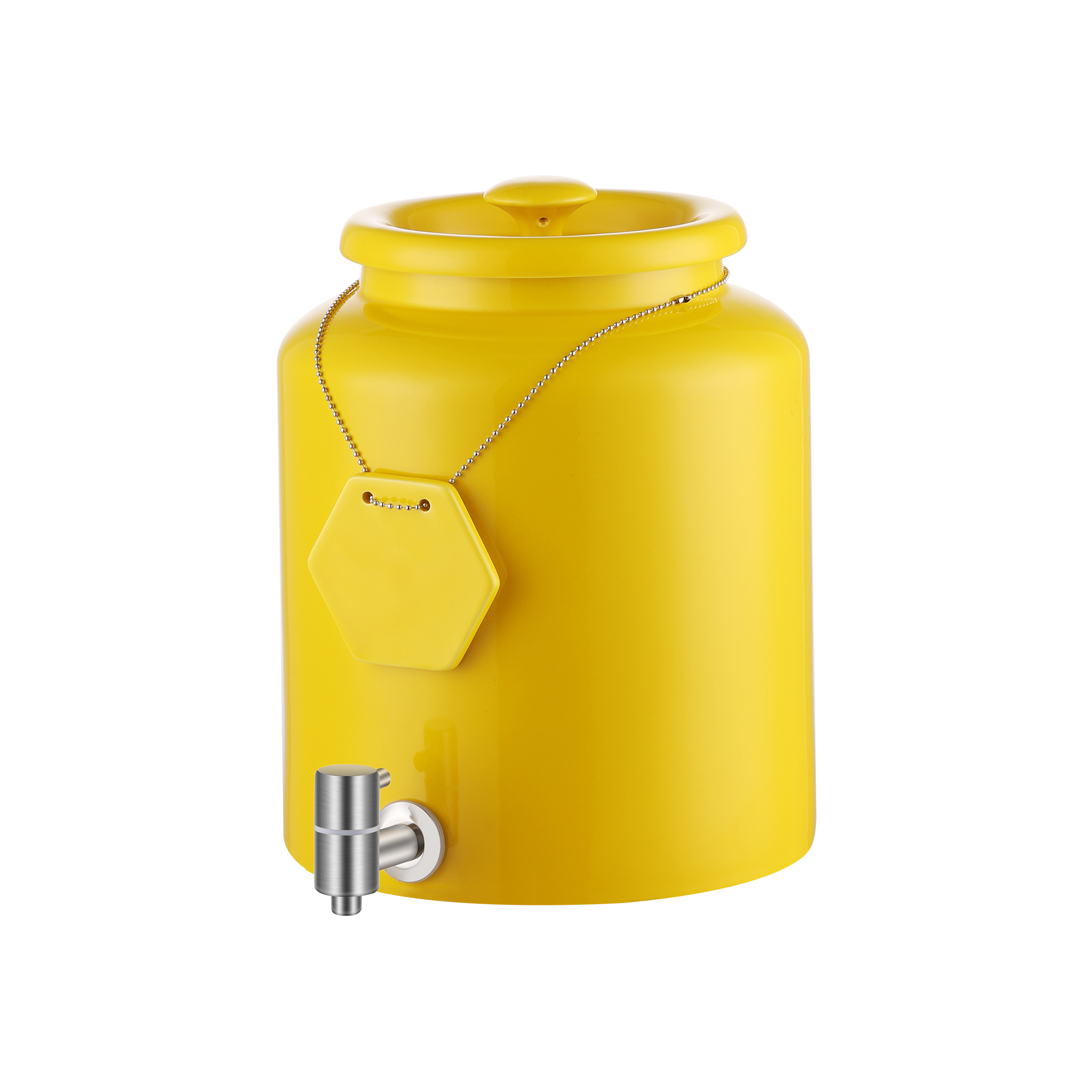 Yellow Ceramic Milk Insulation Bucket With Wooden Base and Heater