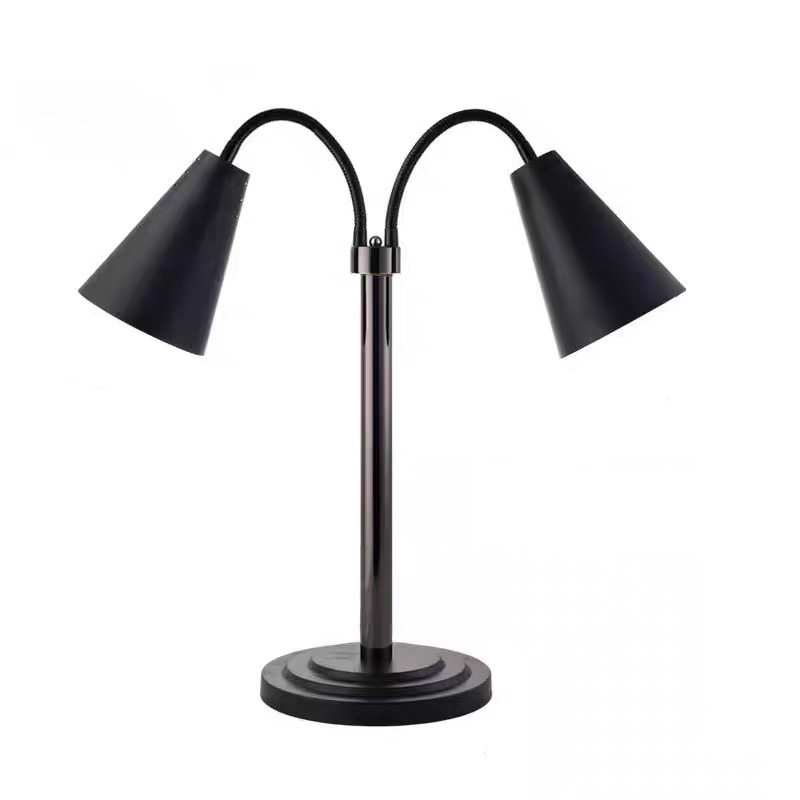 Black Double-head Elbow Stainless Steel Food Heating Lamp