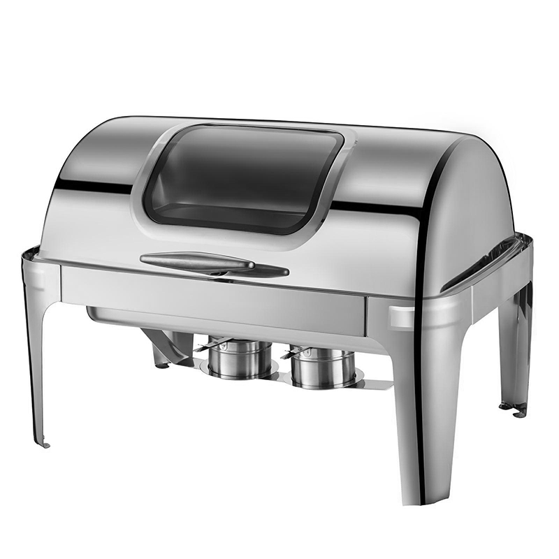 9 L Model A  Silver rectangular visible lid  chafing dish