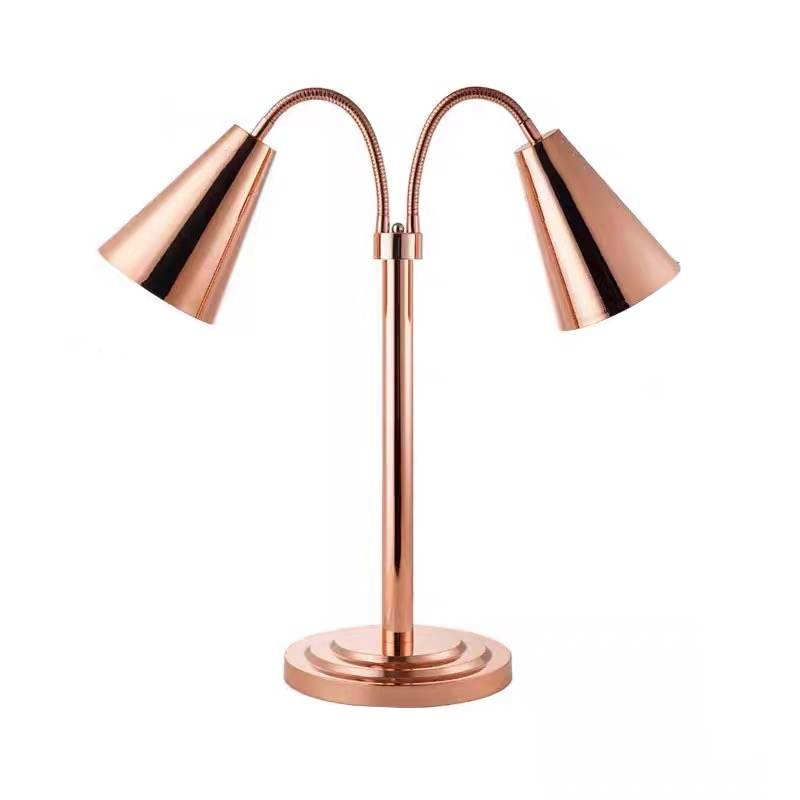 Rose Gold Double-head Elbow Stainless Steel Food Heating Lamp