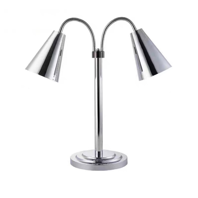 Silver Double-head Elbow Stainless Steel Food Heating Lamp