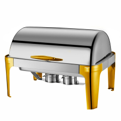 9 L Model A  Semi-Gilded  rectangular stainless steel lid chafing dish