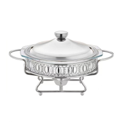 2L Round Silver Lace Glass Chafing Dish