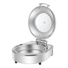 6L  Silver Round Stainless Steel Fully Enclosed Electric Chafing Dish