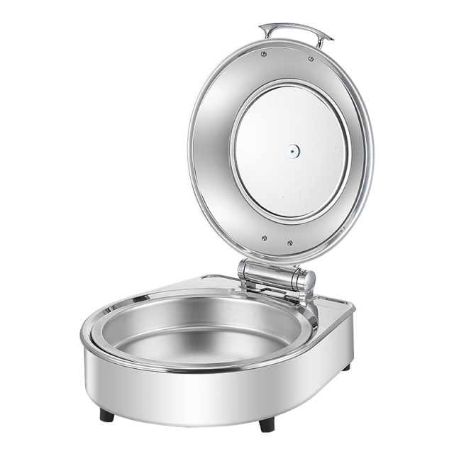 6L  Silver Round Stainless Steel Fully Enclosed Electric Chafing Dish