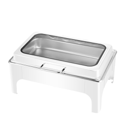9L White Rectangular Stainless Steel Stand-mounted Electric Chafing Dish