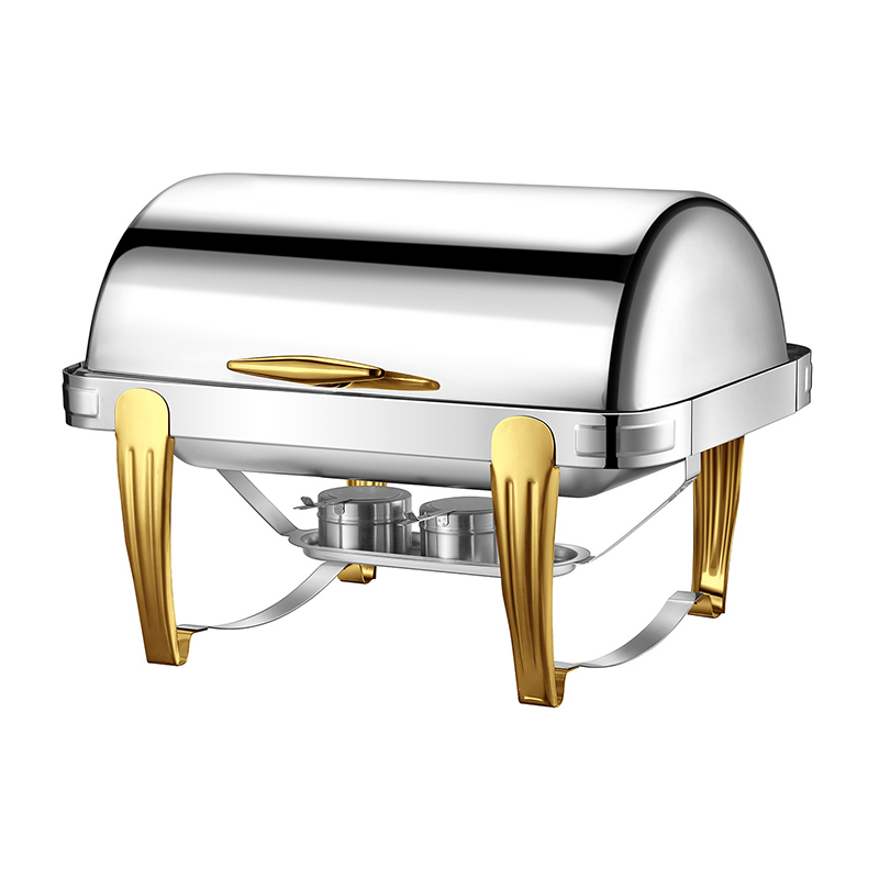9L Model B Semi-Gilded rectangular visible lid chafing dish