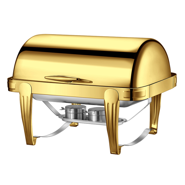 9L Model B Gold  rectangular visible lid chafing dish